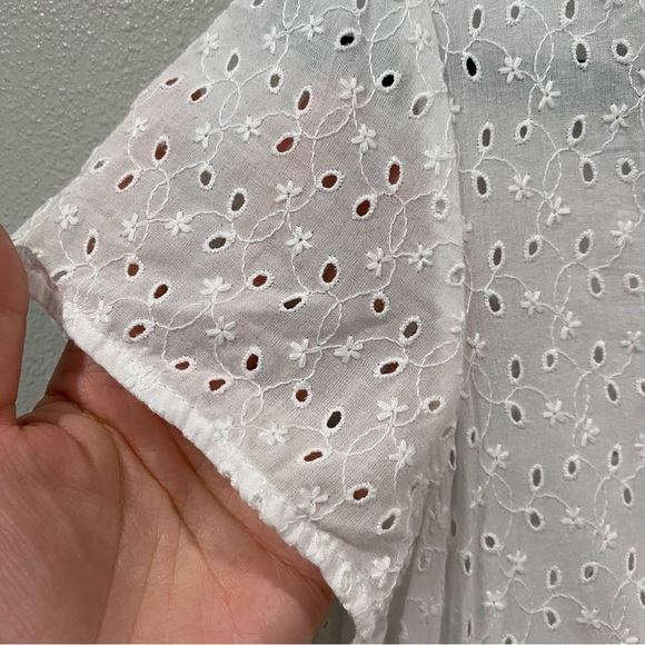 J. Crew Mercantile Eyelet Collared Short Sleeve Dress White Small - Picture 11 of 11